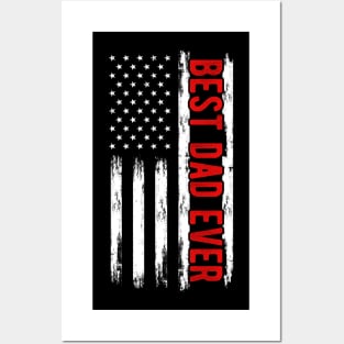 Best Dad Ever Retro American Flag Patriotic USA Posters and Art